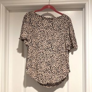 Leopard print flutter sleeve blouse
